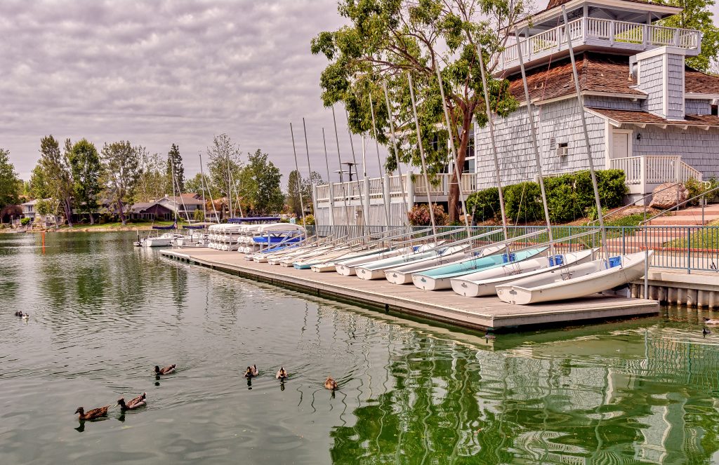 View of Westlake Village lake in Southern California